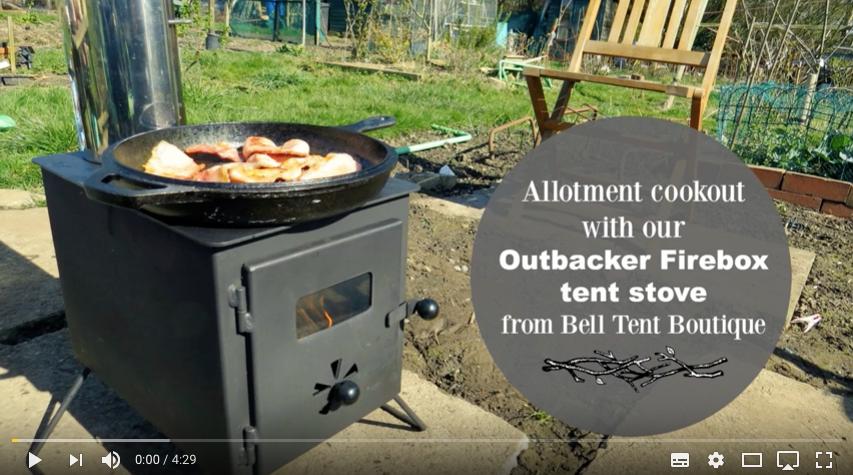 Allotment cookout with our Outbacker Firebox tent stove